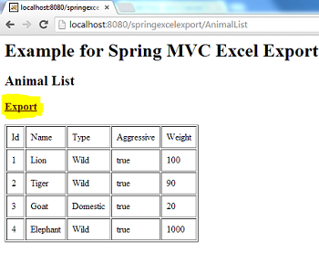 Spring Mvc Download Excel